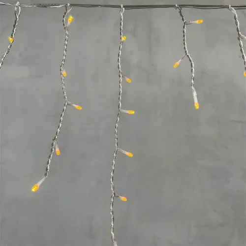 Гирлянда Бахрома 3 x 0,5 м Желтая 220В, 150 LED, Провод Прозрачный Силикон, IP65. Фото 2.