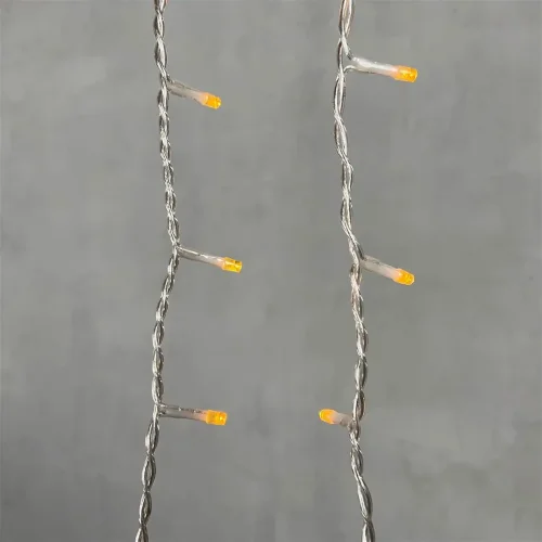 Гирлянда Бахрома 3 x 0,5 м Желтая 220В, 150 LED, Провод Прозрачный Силикон, IP65. Фото 3.