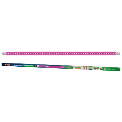 LED-T8-18W/SPSB/G13/CL PLP30WH Лампа светодиодная для растений. Форма "T8", прозрачная. Спектр для рассады и цветения. ТМ Uniel - фото
