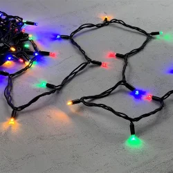Гирлянда Нить 10м Разноцветная 24В, 75 LED, Провод Черный Каучук, IP65