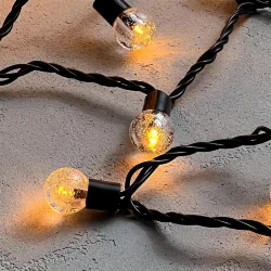 Гирлянда «Шарики» 10м Желтая 220В, Диаметр Шарика 23мм, 100 LED, Провод Черный Каучук 2,3мм, IP54