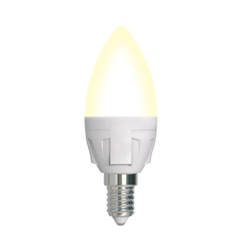 LED-C37 7W-3000K-E14-FR-DIM PLP01WH Лампа светодиодная, диммируемая, Форма свеча, матовая, Серия Яркая, Теплый белый свет 3000K. - фото 1