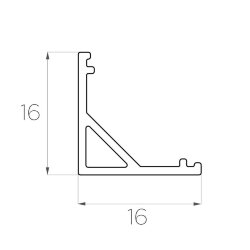 Профиль чёрный угловой алюминиевый анодированный LC-LPU-1616-2