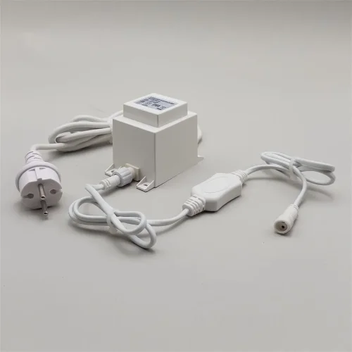 Трансформатор 60W с Выпрямителем для Нитей 24В, до 1000 LED, Провод Белый Каучук, IP65. Фото 2.