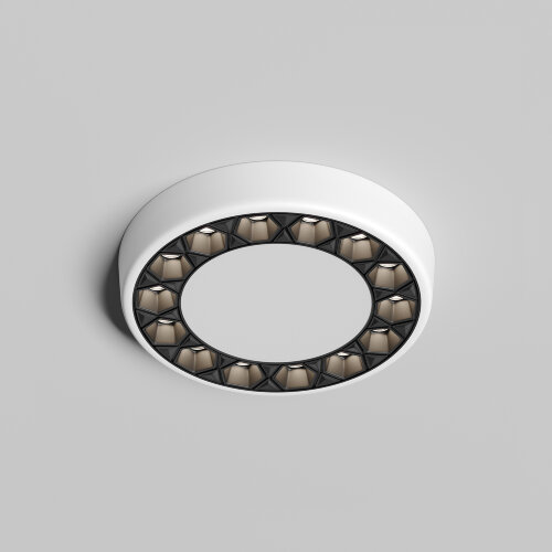 DK2441-WB Встраиваемый светильник DUAL 9+9 Вт, LED 4000K, IP 20, d120mm, белый/черный, алюминий/акрил. Фото 3