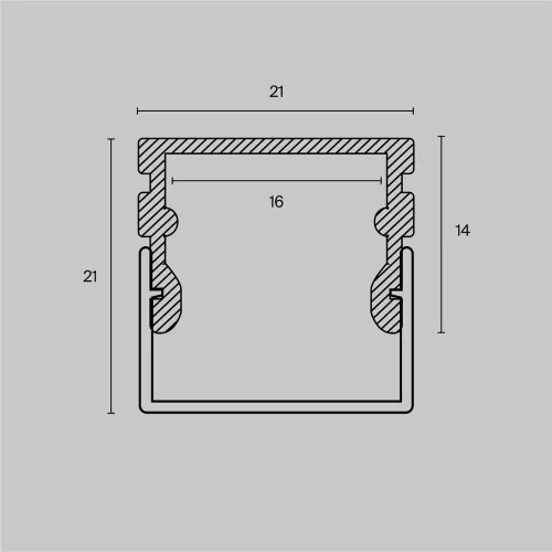 Алюминиевый профиль накладной 21×21 (Серебро, 2 м), ALM007S-2M (Серебро) - фото 3
