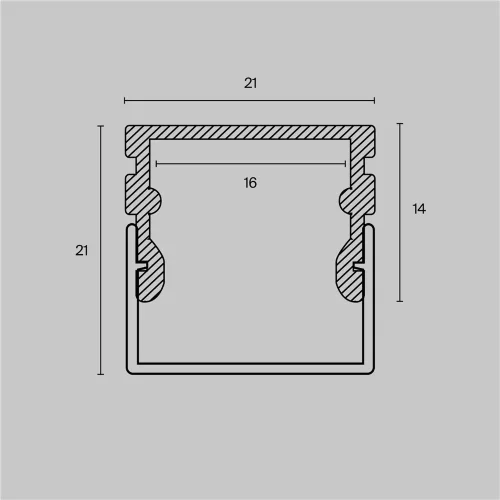 Алюминиевый профиль накладной 21x21 (Серебро, 2 м), ALM007S-2M (Серебро) ALM007S-2M - фото 3