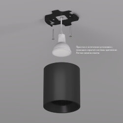 Светильник накладной IP 20, 10 Вт, GU5.3, LED, черный/черный, пластик, Denkirs DK3090-BK
