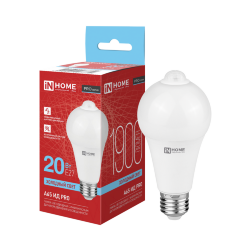 Лампа светодиодная LED-A65 ИД-PRO 20Вт 230В Е27 6500К 1900Лм 5м 35сек с инфракрасным датчиком и датчиком освещенности IN HOME