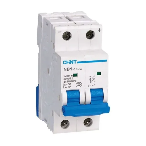 Выключатель автоматический модульный 2п C 6А 6кА NB1-63DC 500В DC (R) CHINT 182717 - фото