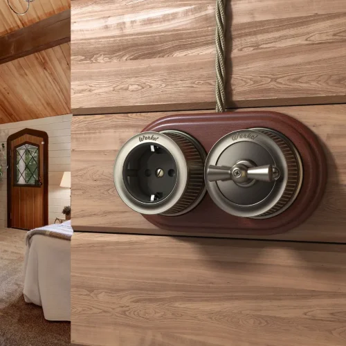 Выключатель на 4 положения двухклавишный бронзовый ретро W5720012 - фото