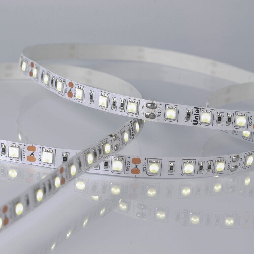 ULS-M25-5050-60LED/m-10mm-IP20-DC12V-14,4W/m-5M-6500K PROFI Гибкая светодиодная лента на самоклеящейся основе. Катушка 5м. в герметичной упаковке. Дневной свет (6500K) ТМ Uniel - фото