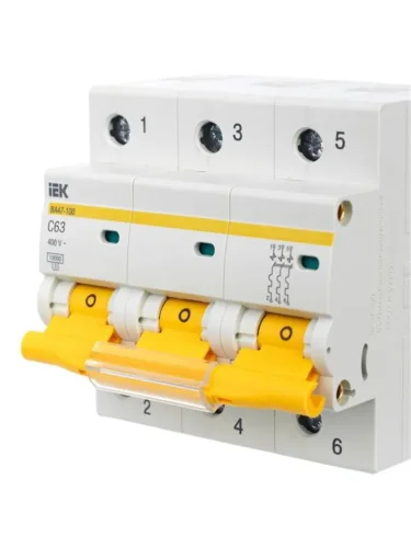 Выключатель автоматический модульный 3п C 63А 10кА ВА47-100 KARAT IEK MVA40-3-063-C - фото 8