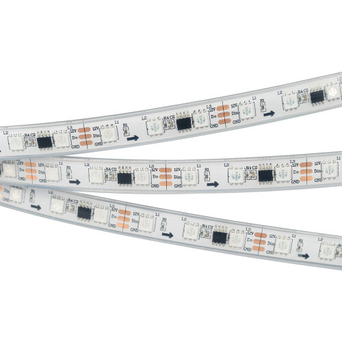 Светодиодная лента герметичная SPI-Р-В60-12mm 12V RGB-РХ3 (14.4W/m, IP66, 5060, 5m) (Arlight, бегущий огонь) 026365(3) - фото 2