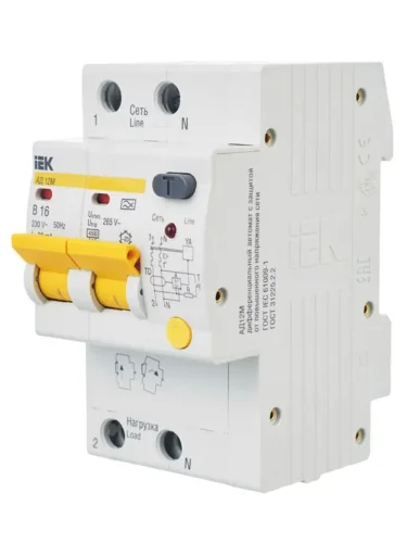 Выключатель автоматический дифференциального тока 2п B 16А 30мА тип A 4.5кА АД-12М KARAT IEK MAD12-2-016-B-030 - фото 8