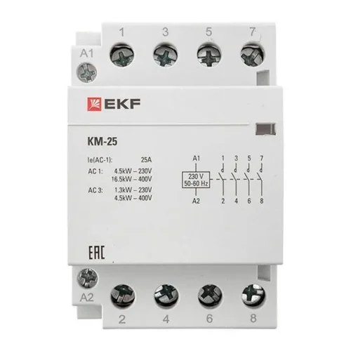 Контактор модульный КМ 25А 4NО (3 мод.) EKF km-3-25-40 - фото 5