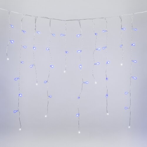 ULD-B3007-200-TTK BLUE-WHITE IP44 Бахрома светодиодная с эффектом мерцания, 3м, Соединяемая, 200 светодиодов, Синий и белый свет, Провод прозрачный - фото 3
