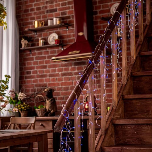 ULD-B3007-200-TTK BLUE-WHITE IP44 Бахрома светодиодная с эффектом мерцания, 3м, Соединяемая, 200 светодиодов, Синий и белый свет, Провод прозрачный - фото 8