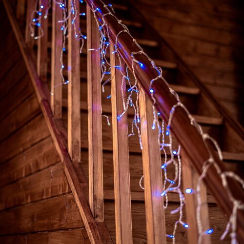 ULD-B3007-200-TTK BLUE-WHITE IP44 Бахрома светодиодная с эффектом мерцания, 3м, Соединяемая, 200 светодиодов, Синий и белый свет, Провод прозрачный - фото 9