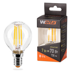 Светодиодная лампа WOLTA FILAMENT 25Y45GLFT7E14 7Вт 3000K Е14