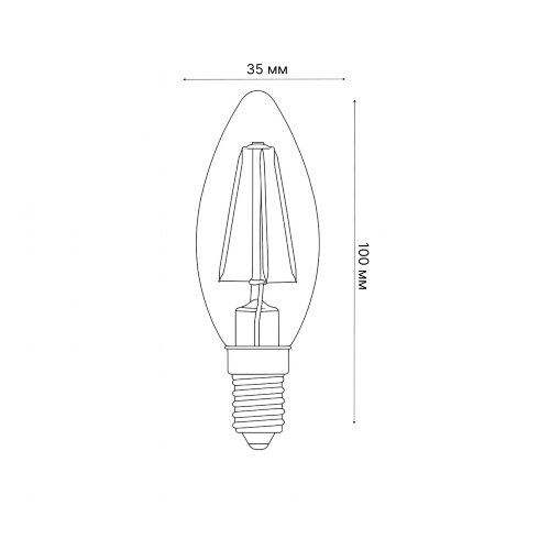 LED-C35-9W-3000K-E14-CL-DIM GLA01TR Лампа светодиодная диммируемая, Форма свеча, прозрачная, Серия Air, Теплый белый свет 3000K. - фото 2