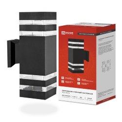 Светильник уличный настенный двусторонний НБУ POLO-S-2хA60-BL алюминиевый черный IP54 IN HOME