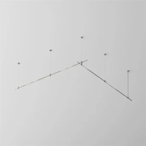 Готовая конструкция прямая двухуровневая на тросовых подвесах Hang без светильников и блока питания, платина (Платина) TFC-Flar-H06-PT - фото