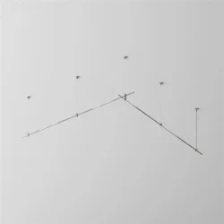 Готовая конструкция прямая двухуровневая на тросовых подвесах Hang без светильников и блока питания, платина (Платина) TFC-Flar-H06-PT