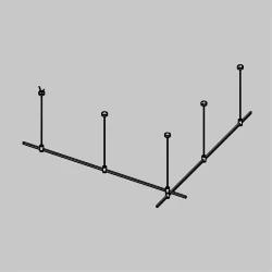 Готовая конструкция прямая двухуровневая на тросовых подвесах Hang без светильников и блока питания, платина (Платина) TFC-Flar-H06-PT