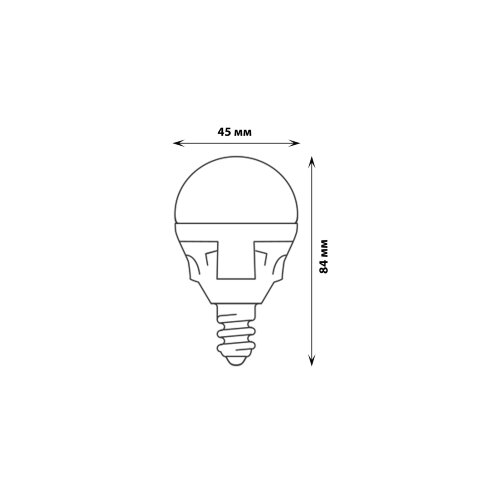 LED-G45 7W-WW-E14-FR PLP01WH Лампа светодиодная, Форма шар, матовая, Серия ЯРКАЯ, Теплый белый свет 3000K - фото 2