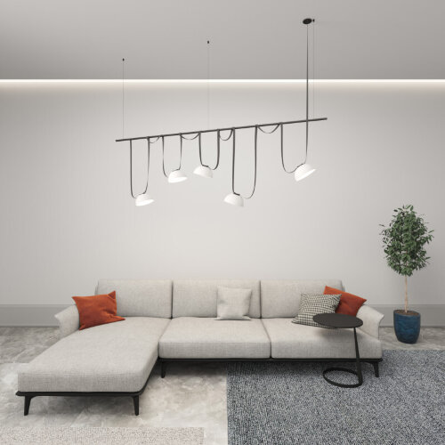 DK5561-WH+BK Cветильник для трека-ремня Belty, серия Flow, со светодиодом, D220*H117мм, 48V DC, 24W, RA90, 120°, 3000K, IP20, белый с черным, алюминий. Фото 5