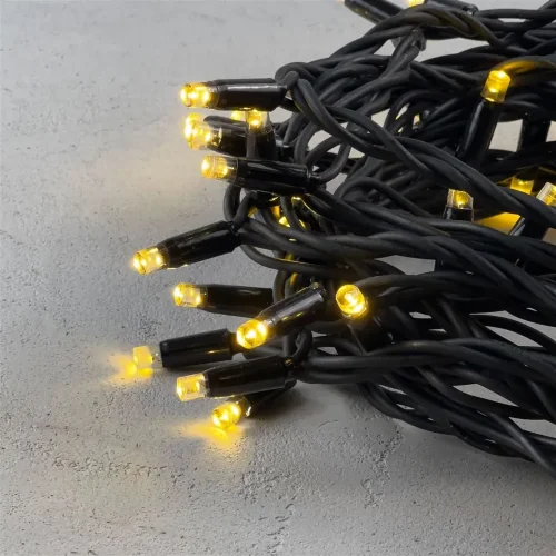 Гирлянда Нить 10м Золотой, 75 LED, Провод Черный Каучук, IP65. Фото 2.