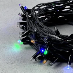 Гирлянда Нить 10м Разноцветная  с Мерцанием Каждого Диода 220В, 75 LED, Провод Черный Каучук, IP65