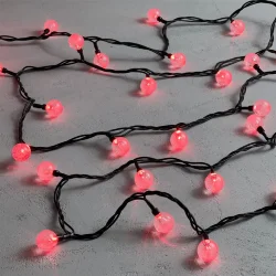 Гирлянда «Шарики» 10м Красная 220В, Диаметр Шарика 23мм, 100 LED, Провод Черный Каучук 2,3мм, IP54