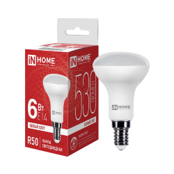 Лампа светодиодная LED-R50-VC 6Вт 230В Е14 4000К 530Лм IN HOME