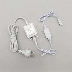 Трансформатор 30W с Выпрямителем для Нитей 24В, до 600 LED, Провод Белый Каучук, IP65