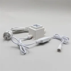 Трансформатор 30W с Выпрямителем для Нитей 24В, до 600 LED, Провод Белый Каучук, IP65