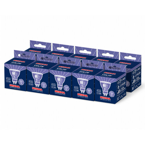 LED-JCDR-7W-6500K-GU10-NR SET10 Лампа светодиодная, Форма JCDR, матовая, Серия Norma, Дневной белый свет 6500K, Упаковка 10 штук - фото 1