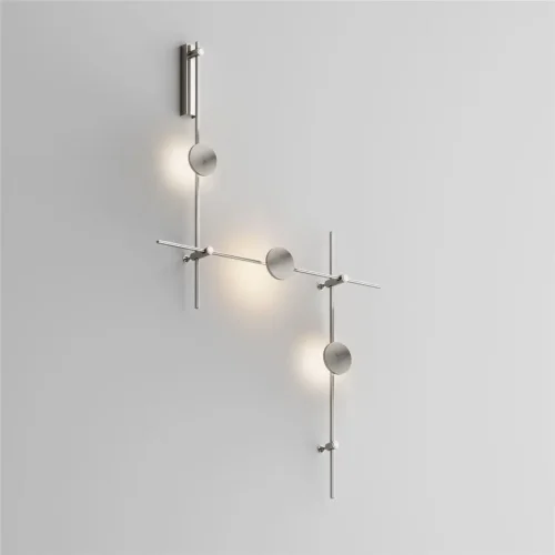 Готовая конструкция настенная прямая 1м х 1м х 1м со светильниками Plato 3 шт. и блоком питания, платина (Платина) - фото