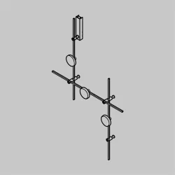 Готовая конструкция настенная прямая 1м х 1м х 1м со светильниками Plato 3 шт. и блоком питания, платина (Платина)