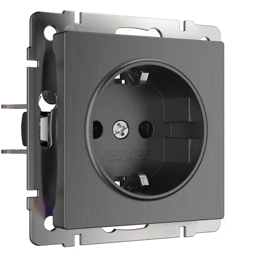 Розетка с заземлением (графит рифленый) W1171004 - фото