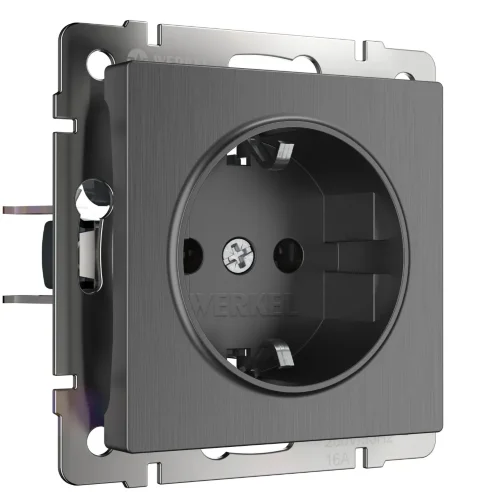 Розетка с заземлением (графит рифленый) W1171004 - фото