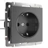 Розетка с заземлением (графит рифленый) W1171004 - фото