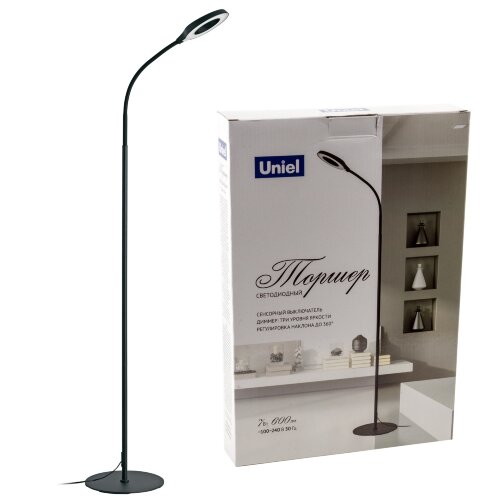 ULM-T610 7W-4500K-DIM BLACK Торшер напольный светодиодный, 7W, с регулировкой наклона, Сенсорный выключатель, Диммер, Черный - фото 12
