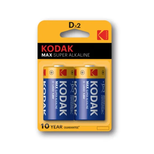 Элемент питания алкалиновый D/LR20 1.5В MAX SUPER Alkaline (блист.2шт) KODAK Б0005129 - фото