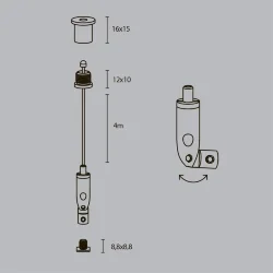 Комплект подвесов для радиусного профиля 4м. (Серебро)