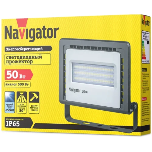 Прожектор светодиодный 14 146 NFL-01-50-6.5K-LED 50Вт 6500К IP65 4100лм черн. Navigator 14146 - фото