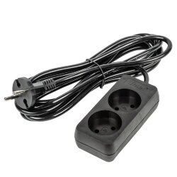 S-CU2-3 BLACK Удлинитель серии Ultra, шнур 3м., 2 гнезда, 10A, б-з, Черный, TM Uniel