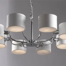 Серия Anita выполнена в современном стиле. Арматура из металла цвета 'хром'. Металлический абажур белого цвета с акриловым диффузором внизу. Светильники подходят для интерьеров гостиных и офисов. (Хром)