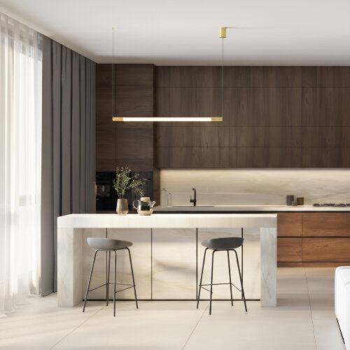 Светильник подвесной AURA, 25 Вт, 3000К, 1200x40x1500 мм, алюминий+стекло, бронза. Фото 6